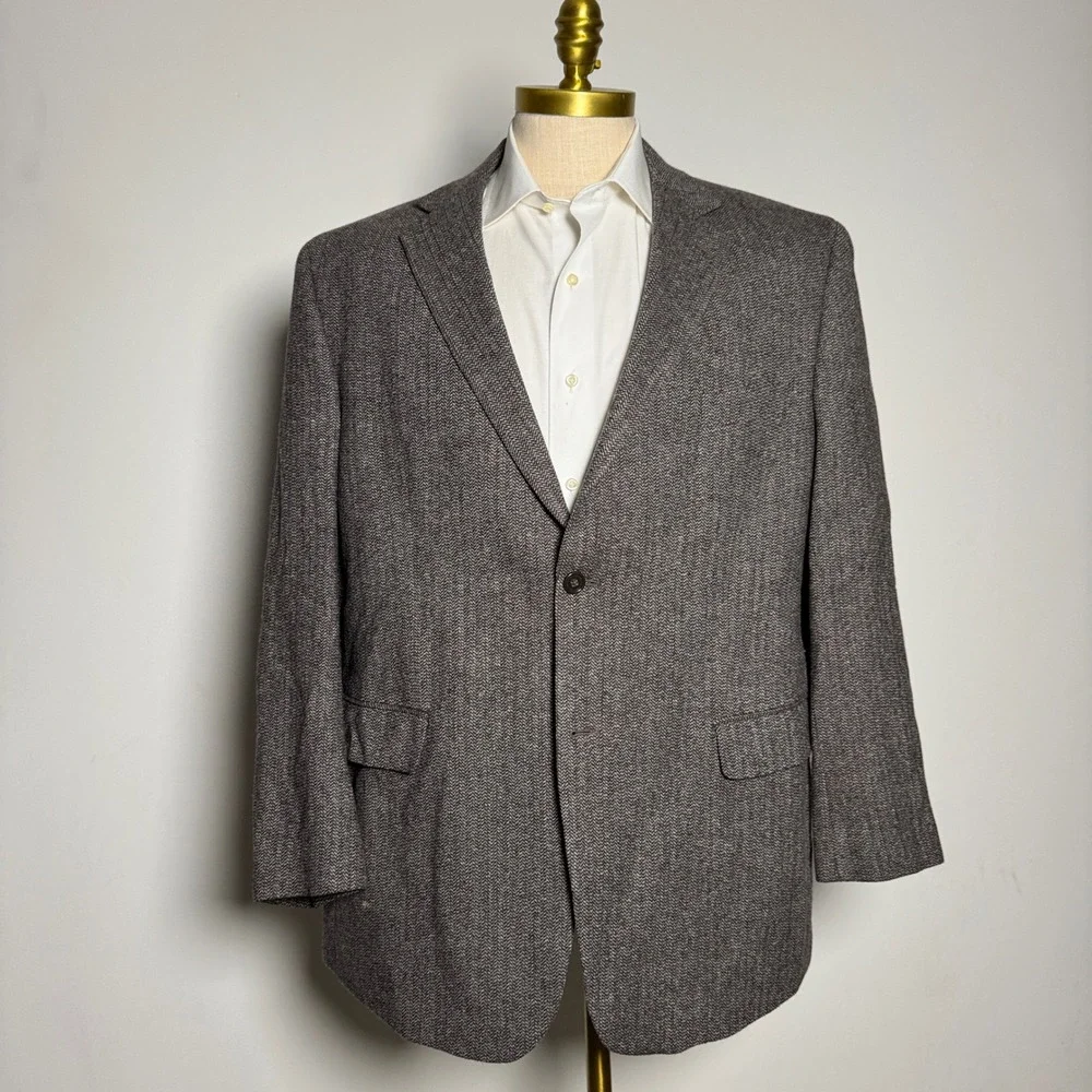 Calvin Klein Men‎ Wool Herringbone Blazer Jacket Sport Coat 46R